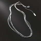 925 Silver Multilayer Snake Chain Necklace Adjustable