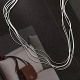 925 Silver Multilayer Snake Chain Necklace Adjustable