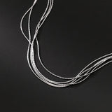 925 Silver Multilayer Snake Chain Necklace Adjustable