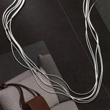 925 Silver Multilayer Snake Chain Necklace Adjustable