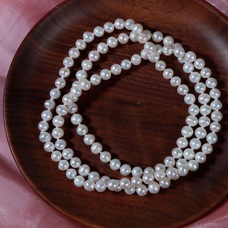 Classic Sweater Chain Freshwater Pearls Necklace Boutique Jewellery