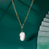 Baroque Pearl Necklace 925 Sterling Silver Chain Freshwater Pendant Jewelry