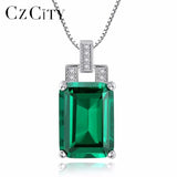 Sapphire and Emerald Pendant Necklace 925 Sterling Silver