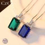 Sapphire and Emerald Pendant Necklace 925 Sterling Silver