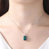 Sapphire and Emerald Pendant Necklace 925 Sterling Silver