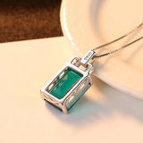 Sapphire and Emerald Pendant Necklace 925 Sterling Silver