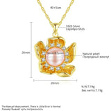 Natural Pearl Flower Pendant Necklace 925 Sterling Silver Kolye