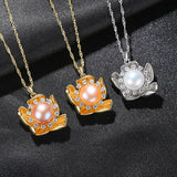 Natural Pearl Flower Pendant Necklace 925 Sterling Silver Kolye