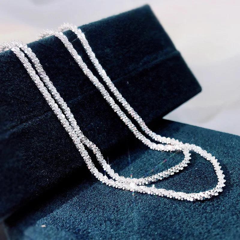 925 Silver Flash 18K Platinum-Plated Necklace Women Party Jewelry
