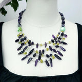 Purple Statement Necklace Amethyst Red Coral Lemon Jade Pearl Green Agate