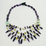 Purple Statement Necklace Amethyst Red Coral Lemon Jade Pearl Green Agate