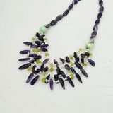 Purple Statement Necklace Amethyst Red Coral Lemon Jade Pearl Green Agate