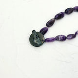 Purple Statement Necklace Amethyst Red Coral Lemon Jade Pearl Green Agate