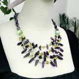 Purple Statement Necklace Amethyst Red Coral Lemon Jade Pearl Green Agate