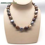 12-15mm Grey Brown Coffee Mixed Baroque Seedless Pearls Choker