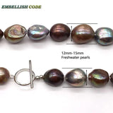 12-15mm Grey Brown Coffee Mixed Baroque Seedless Pearls Choker