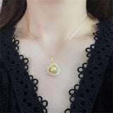 Natural South Sea Golden Stud Pearl Pendant Necklace 925s