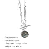 925 Silver Labradorite Geometric Chain Choker Necklace for Women