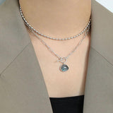925 Silver Labradorite Geometric Chain Choker Necklace for Women