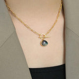 925 Silver Labradorite Geometric Chain Choker Necklace for Women