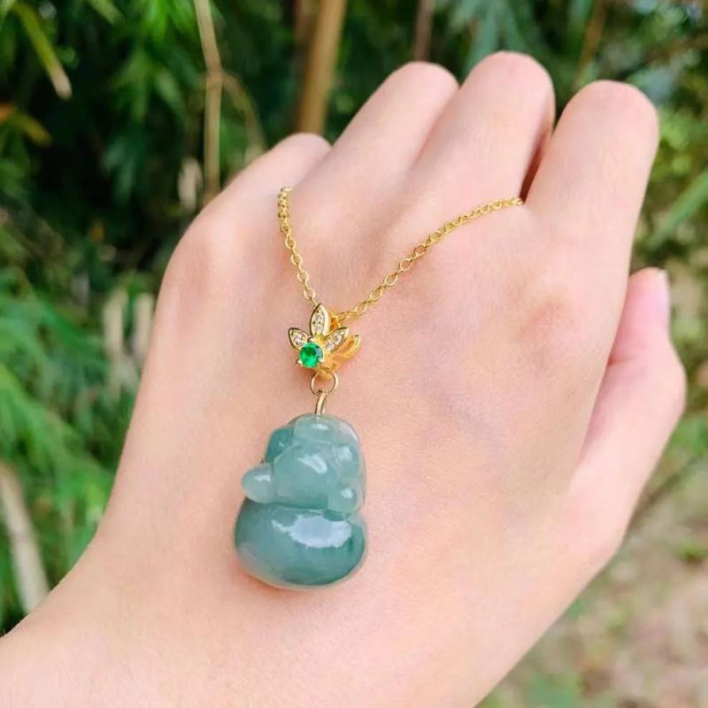 Natural Myanmar Jadeite Pig Pendant Necklace