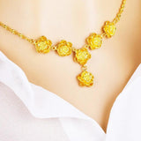 Gold-plated Flower Pendant Necklace Bridal Jewelry