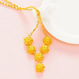 Gold-plated Flower Pendant Necklace Bridal Jewelry