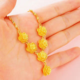 Gold-plated Flower Pendant Necklace Bridal Jewelry