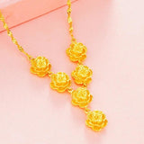 Gold-plated Flower Pendant Necklace Bridal Jewelry