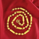 24K Solid Yellow Bamboo Necklace for Men 6MM 7MM 8MM 585 Chain Necklace Pendant
