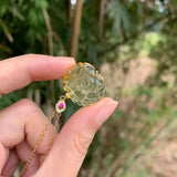 Natural Amber Flower Carved Pendant Necklace