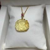 Natural Amber Flower Carved Pendant Necklace