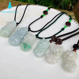 Natural Myanmar Emerald Lucky Pixiu Jade Pendant Necklace