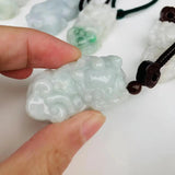 Natural Myanmar Emerald Lucky Pixiu Jade Pendant Necklace