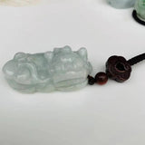 Natural Myanmar Emerald Lucky Pixiu Jade Pendant Necklace