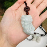 Natural Myanmar Emerald Lucky Pixiu Jade Pendant Necklace