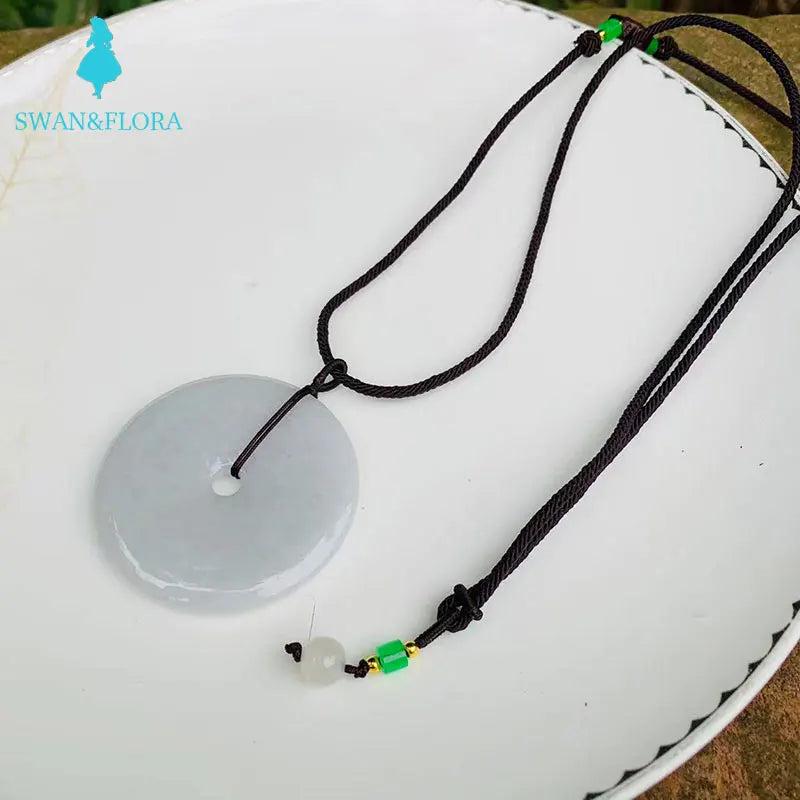 50MM Natural Myanmar Emerald Jadeite Pendant Necklace