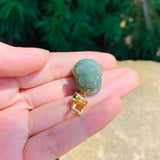 Emerald Jade Pig Pendant Necklace Luck Amulet Sweater Chain
