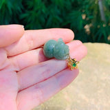 Emerald Jade Pig Pendant Necklace Luck Amulet Sweater Chain