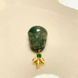 Emerald Jade Pig Pendant Necklace Luck Amulet Sweater Chain