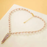 Freshwater Pearl Necklace Zircon Pendant Fine Jewelry for Women