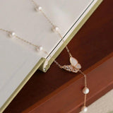 HECAN Pearl Starry Butterfly Pendant Sweater Necklace