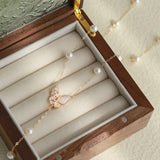 HECAN Pearl Starry Butterfly Pendant Sweater Necklace