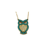 925 Silver Colorful Owl Pendant Necklace for Women