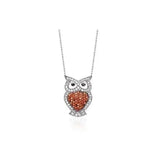 925 Silver Colorful Owl Pendant Necklace for Women
