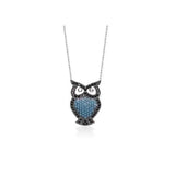 925 Silver Colorful Owl Pendant Necklace for Women
