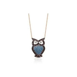 925 Silver Colorful Owl Pendant Necklace for Women