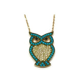 925 Silver Colorful Owl Pendant Necklace for Women
