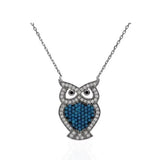 925 Silver Colorful Owl Pendant Necklace for Women