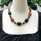 Brown Agate Smoky Quartz Pyrite Necklace Jewelry